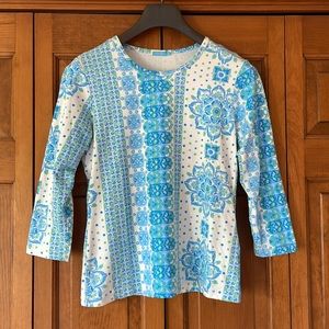 J.McLaughlin Catalina Cloth 3/4 Sleeve Floral Print Top Medium